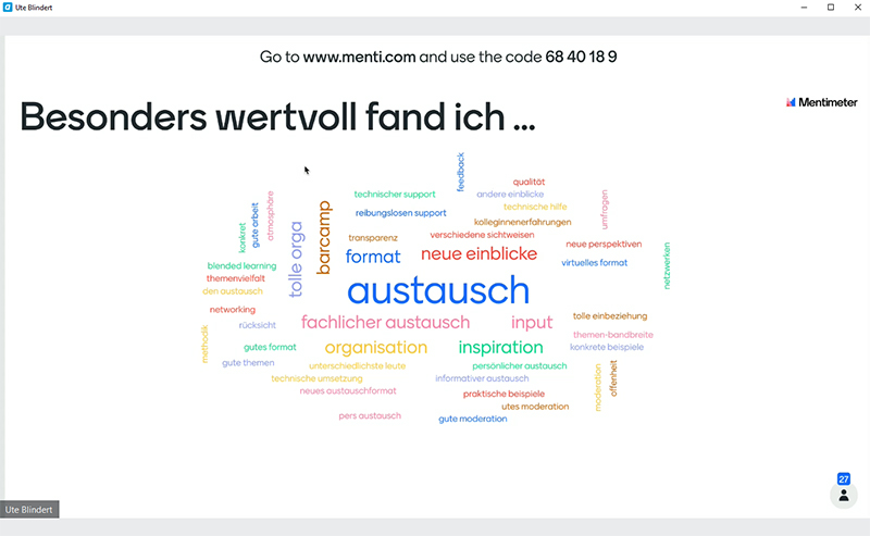 Feedback aus Mentimeter zum BarCamp Feedback aus Mentimeter zum BarCamp